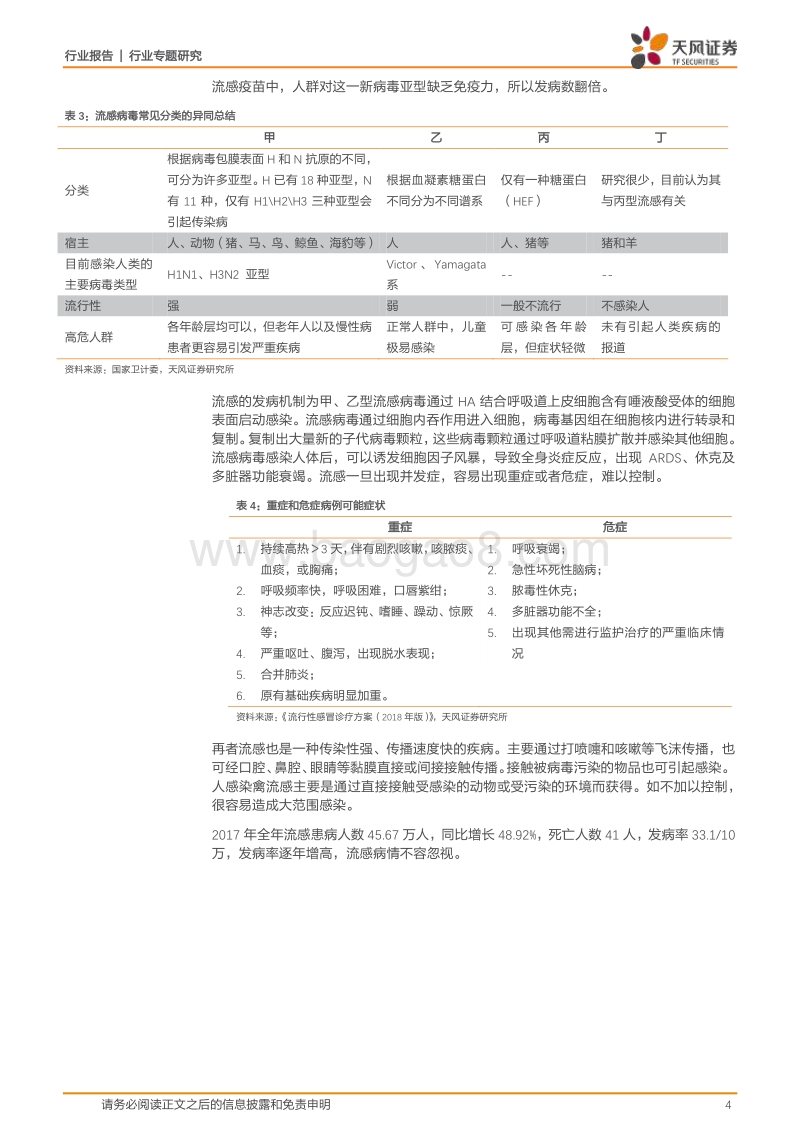 医药生物行业专题研究：流感行情延续，主题投资下精选业绩超预期标的.pdf_第4页