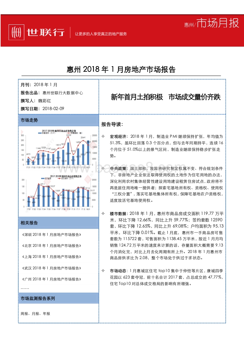 惠州2018年1月房地产市场报告.pdf_第1页