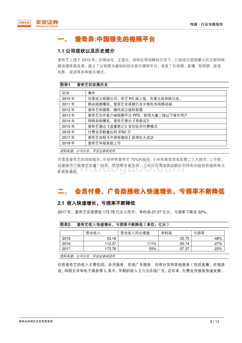独角兽研究之爱奇异：爱奇异-长视频的格局逐渐清晰，跑步迈入盈利期.pdf_第4页