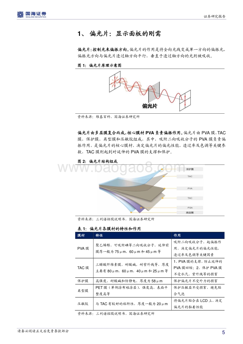 偏光片行业深度报告：国内面板产能权重渐升，偏光片行业迎发展良机.pdf_第5页
