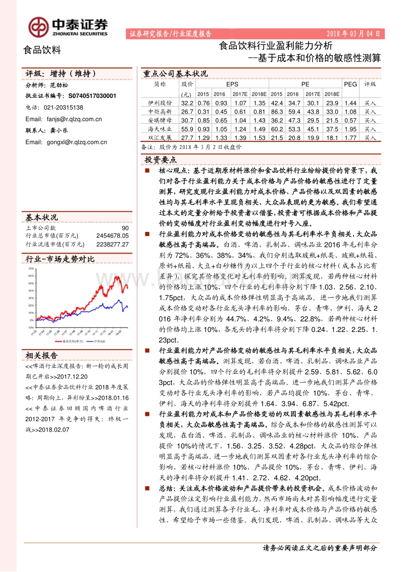 食品饮料行业盈利能力分析：基于成本和价格的敏感性测算.pdf_第1页