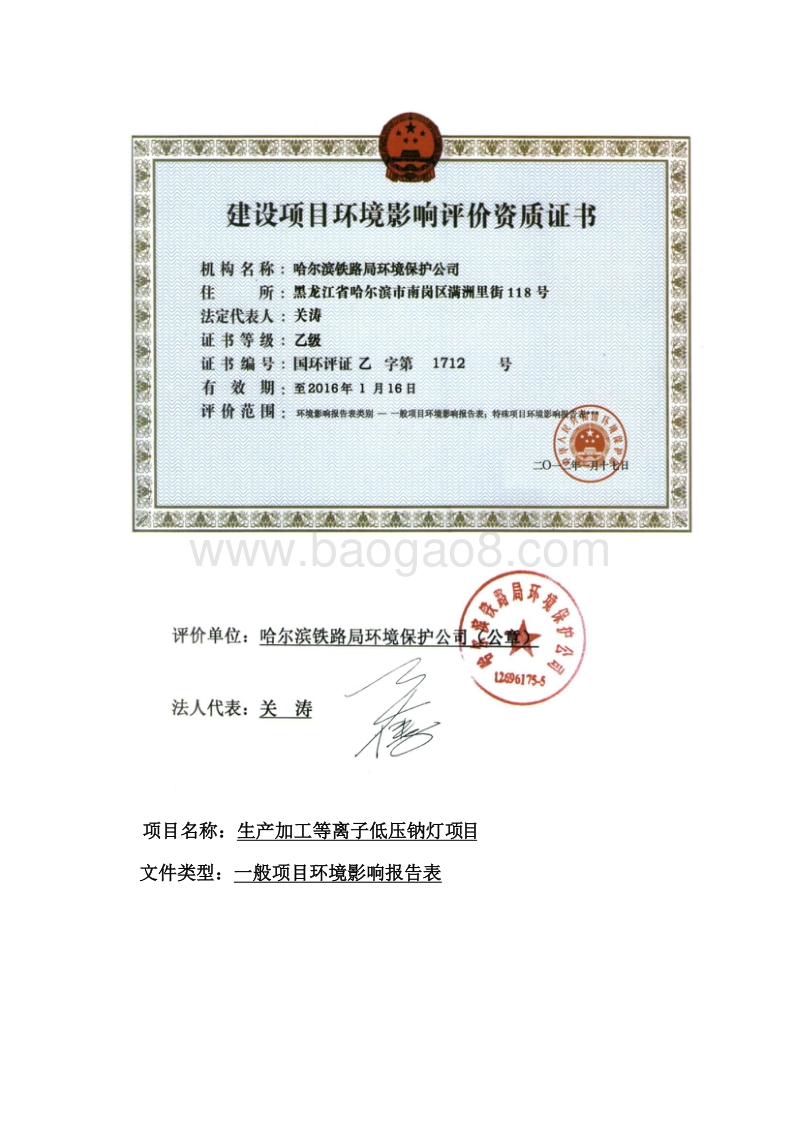 生产加工等离子低压钠灯项目环境影响评价报告表全本公示.doc_第2页
