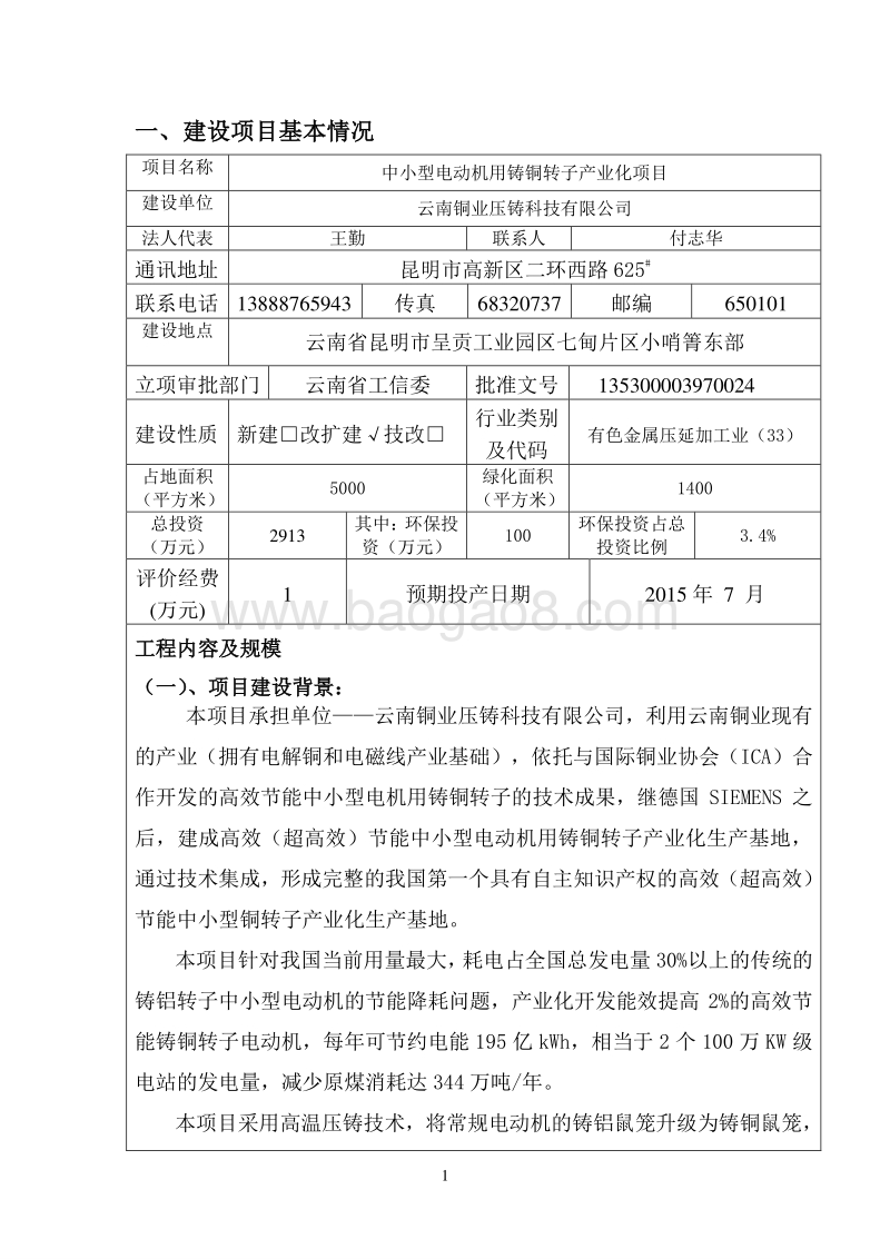 中小型电动机用铸铜转子产业化建设项目环境影响报告表全本公示.doc_第4页