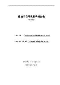 中小型电动机用铸铜转子产业化建设项目环境影响报告表全本公示.doc