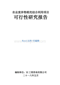 农业废弃物稻壳综合利用项目可行性研究报告.doc