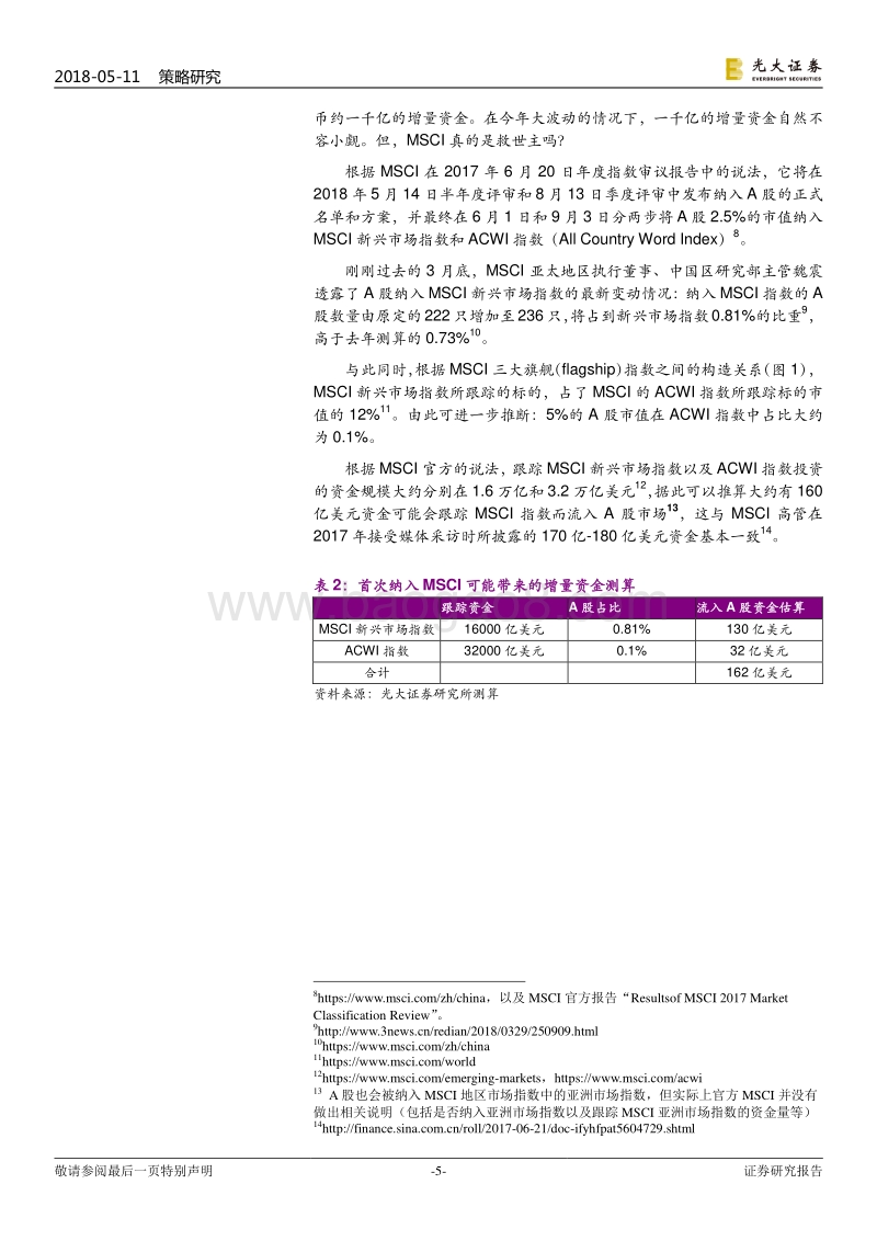 A股首次纳入MSCI指数的深度分析：MSCI不是救世主：短期助力反弹，长期不改走势.pdf_第5页