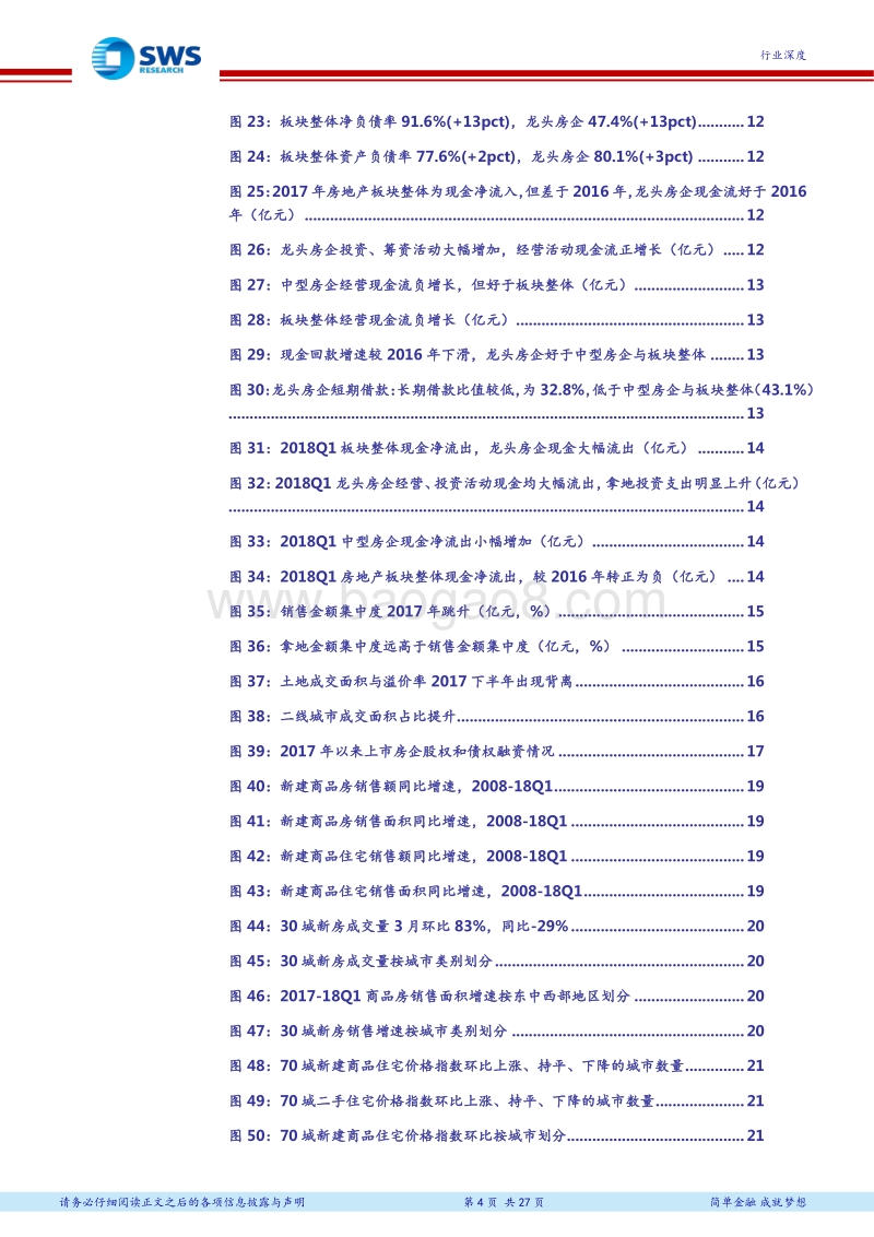 2017年与2018Q1房地产行业综述：龙头房企业绩可持续性高增长，融资优势助力加杠杆扩张.pdf_第4页