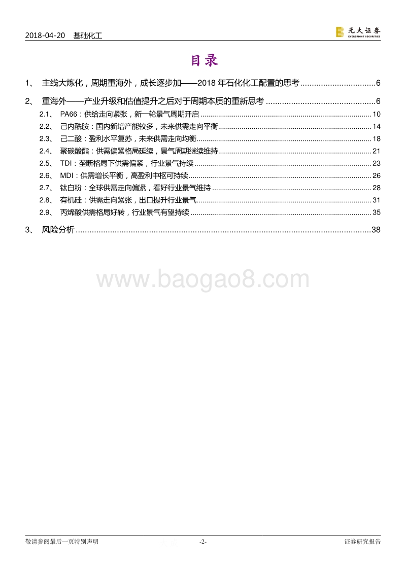 基础化工行业周期品投资报告：2018年：高度关注海外产能和消费占比较高的化工品种.pdf_第2页