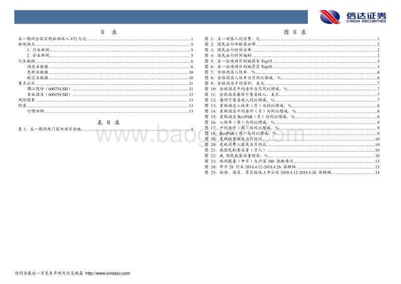 旅游行业专题报告：五一期间全国实现旅游收入872亿元.pdf_第3页
