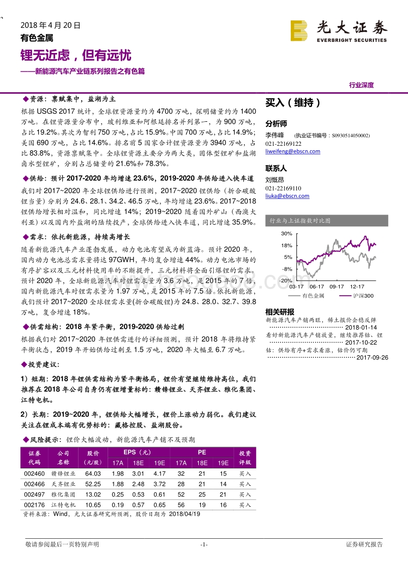 新能源汽车产业链系列报告之有色篇：锂无近虑，但有远忧.pdf_第1页
