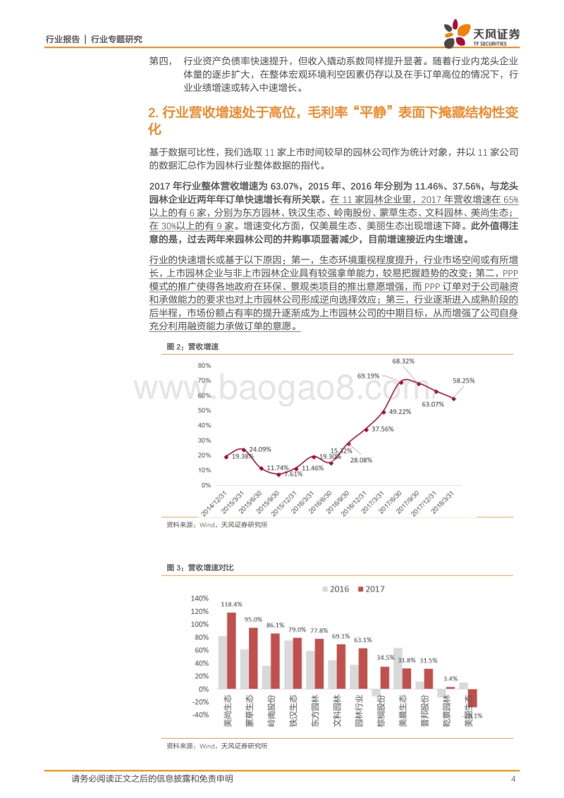 建筑装饰2017年及2018年Q1财报汇总分析：园林行业景气度依然可观，未来增速有望进入“质”“量”并重时期.pdf_第4页