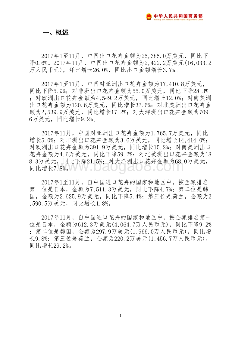 2017年11月中国花卉出口月度统计报告.pdf_第2页