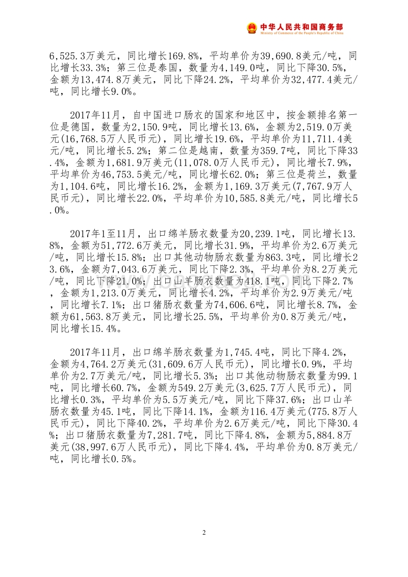 2017年11月中国肠衣出口月度统计报告.pdf_第3页