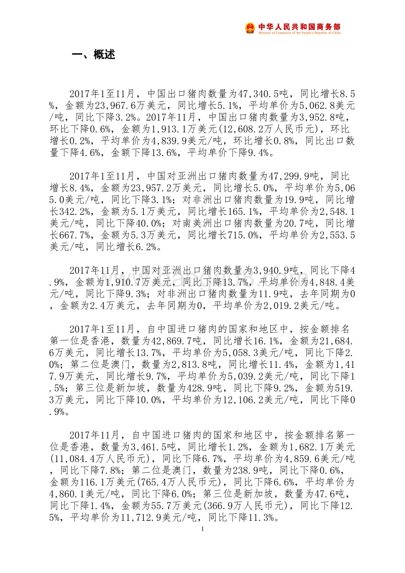 2017年11月中国猪肉出口月度统计报告.pdf_第2页