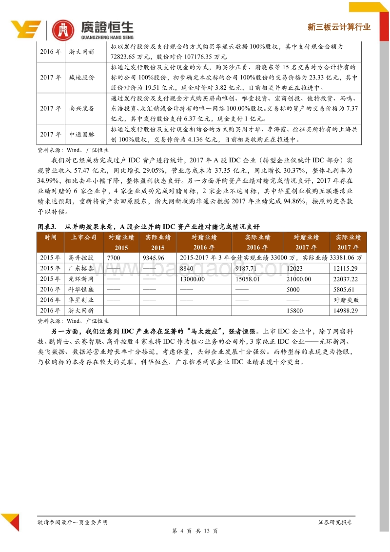 2017财报验证IDC投资逻辑，关注新三板头部企业.pdf_第4页