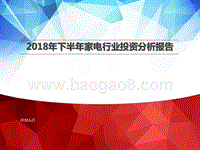 2018年下半年家电行业投资分析报告.pptx