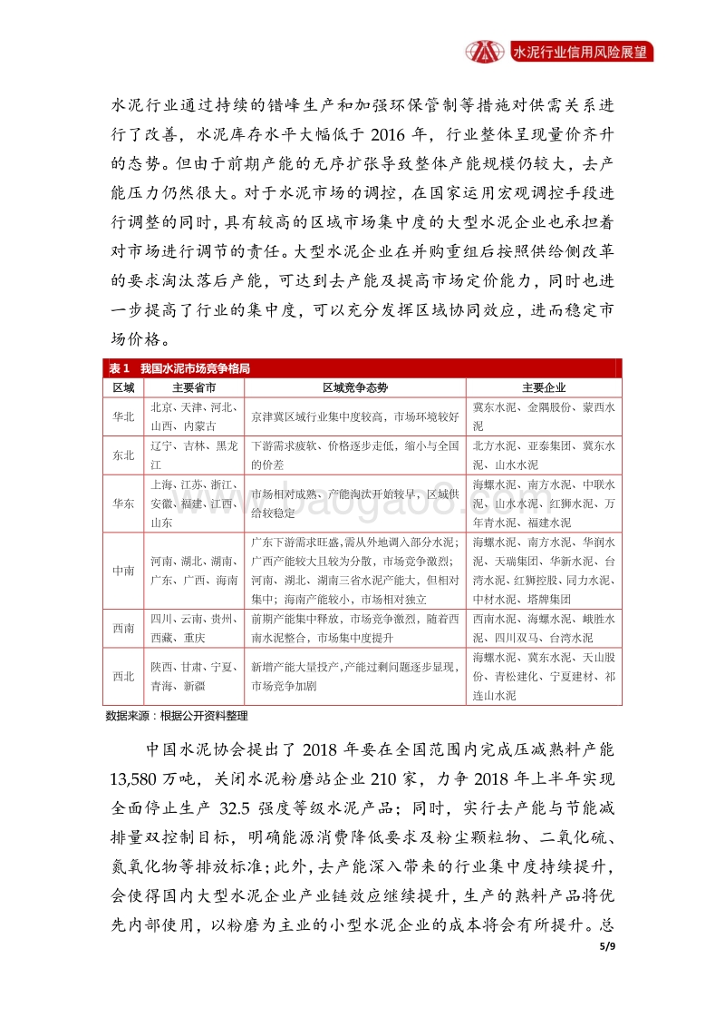 水泥行业2018年信用风险展望.pdf_第5页