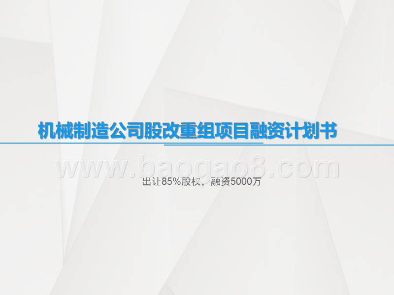 机械制造公司股改重组项目融资计划书.pptx_第1页