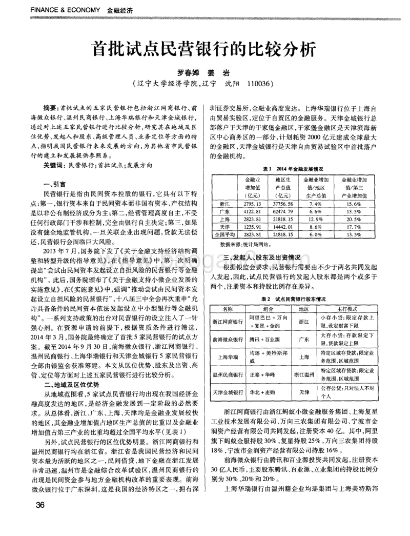 首批试点民营银行的比较分析.pdf_第1页