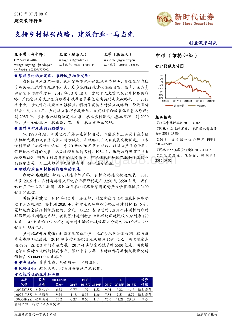 支持乡村振兴战略，建筑行业一马当先.pdf_第1页