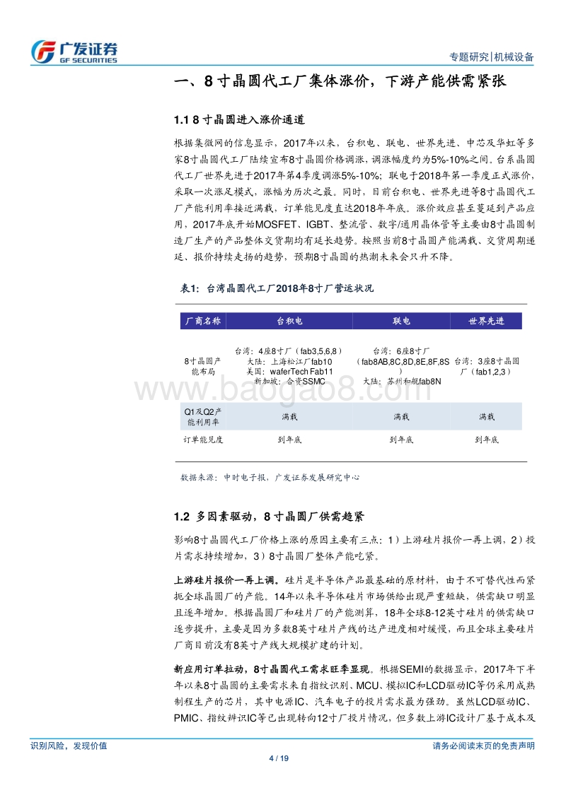 半导体设备系列研究六：下游晶圆涨价，半导体行业高景气度向设备端传导.pdf_第4页