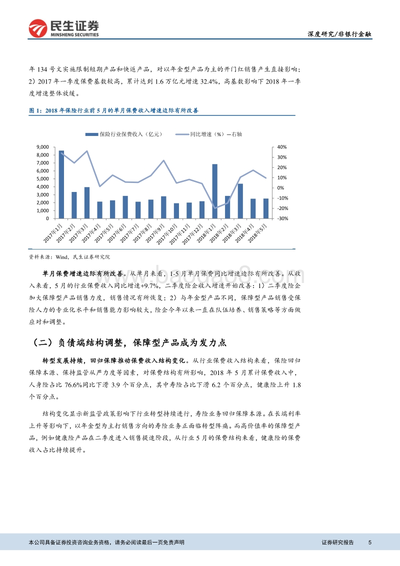 保险行业2018年中期投资策略报告：保费边际改善显现，回归保障促价值提升.pdf_第5页