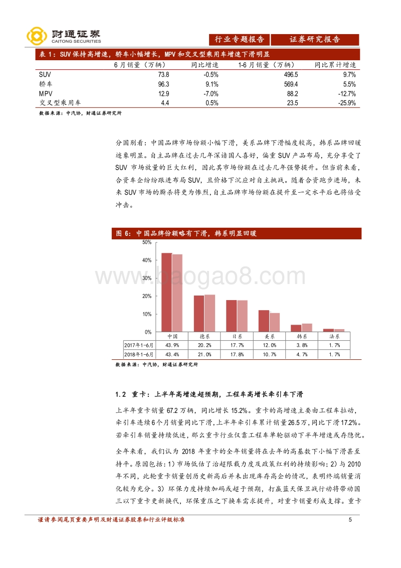 汽车行业2018年中报业绩前瞻：布局成长时机到来.pdf_第5页
