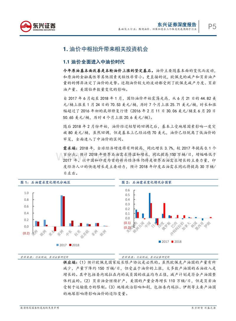 基础化工行业2018半年度策略报告：围绕油价、环保和需求三个维度优选周期子行业.pdf_第5页