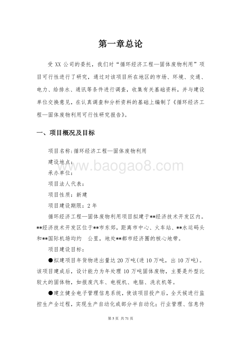 循环经济工程固体废弃物利用项目可行性研究报告.doc_第5页