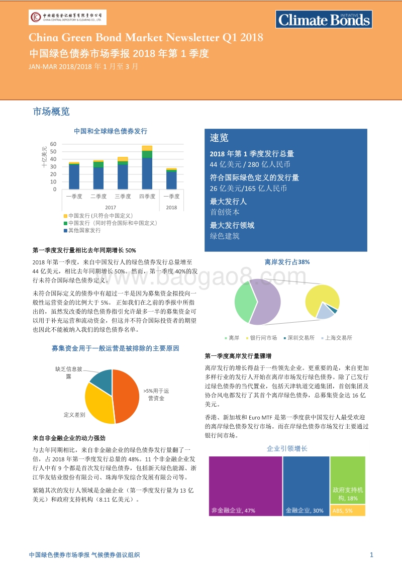 2018年Q1中国绿色债券市场季报.pdf_第1页
