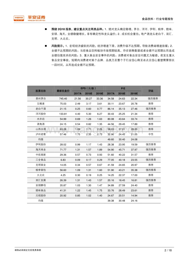 食品饮料行业专题报告：食饮&白酒2Q超配加大，北上资金偏爱绝对龙头.pdf_第2页