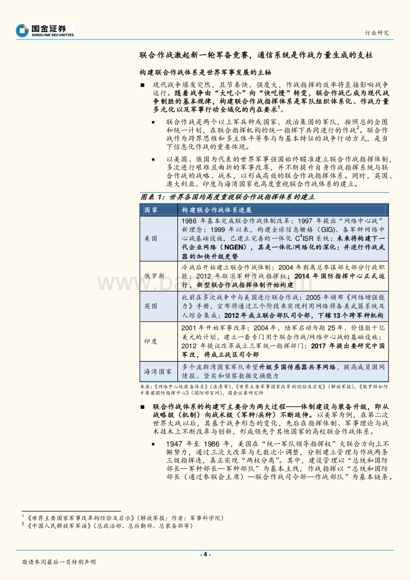 军用通信行业深度报告：联合作战指挥体制形成，军用通信装备升级正当时.pdf_第4页