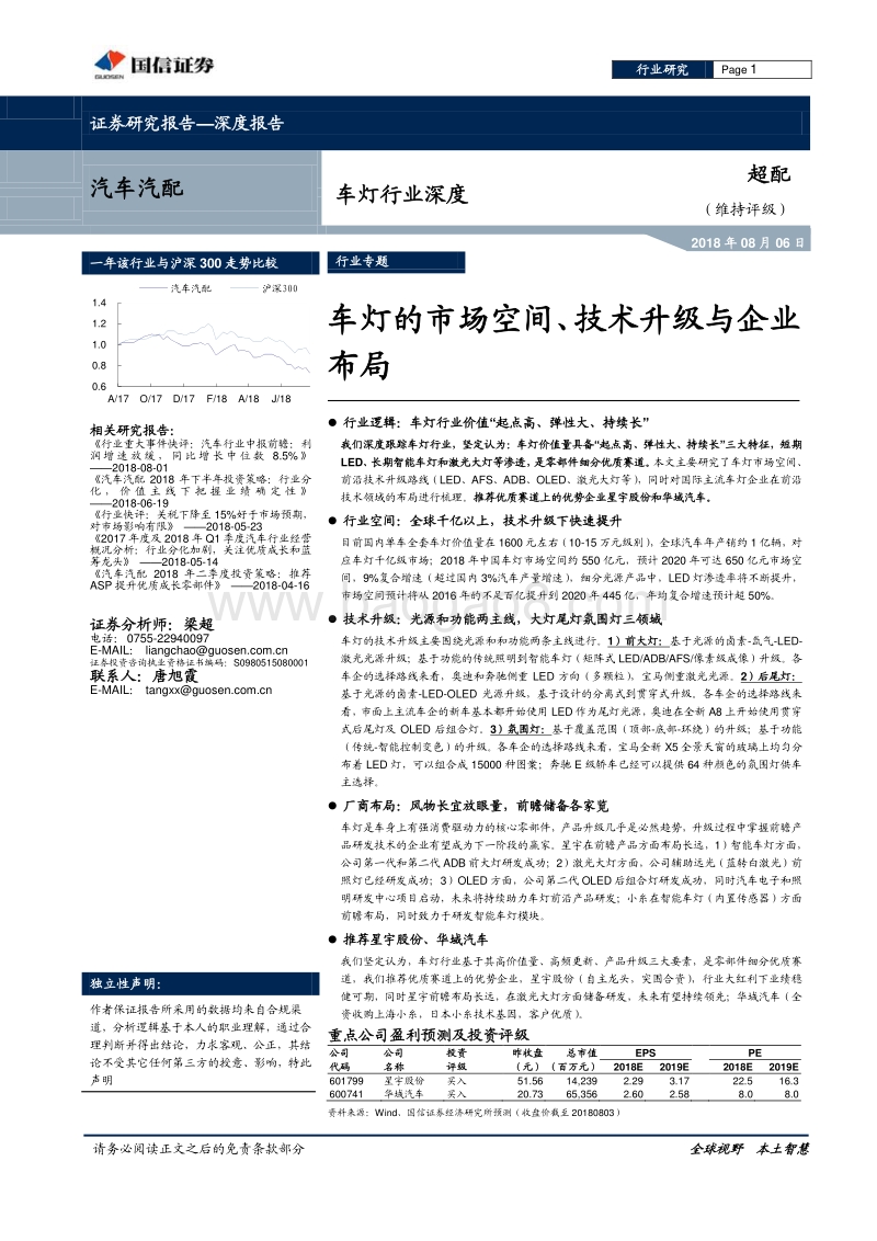 车灯行业深度：车灯的市场空间、技术升级与企业布局.pdf_第1页