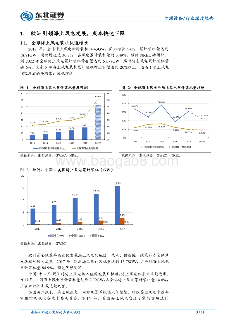 海上风电进入爆发期，成本下降空间广阔.pdf_第3页