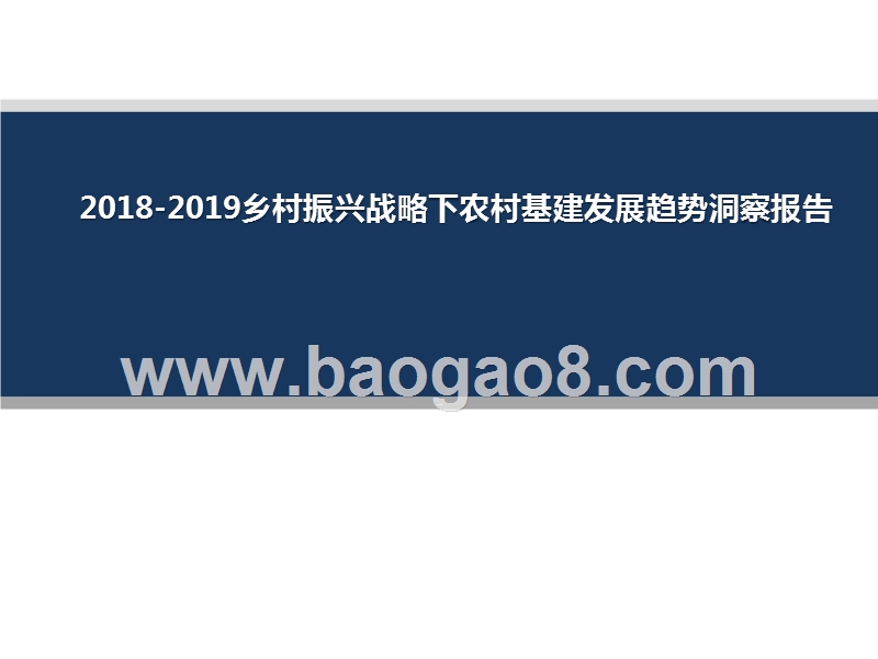 2018-2019乡村振兴战略下农村基建发展趋势洞察报告.pptx_第1页