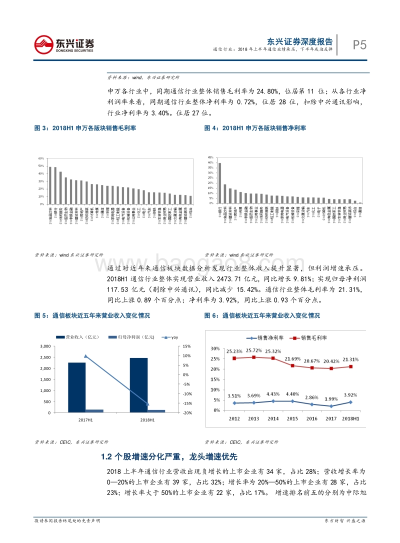 通信行业深度报告：2018年上半年通信业绩承压，下半年或迎反弹.pdf_第5页