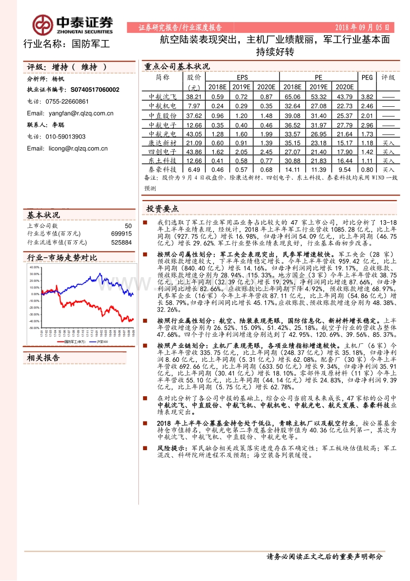 国防军工行业深度报告：航空陆装表现突出，主机厂业绩靓丽，军工行业基本面持续好转.pdf_第1页
