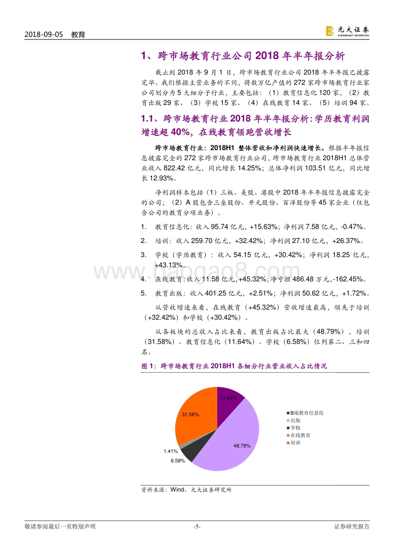 教育行业跨市场研究报告之七：2018年半年报总结：在线教育增长迅速，成人培训空间广阔.pdf_第5页