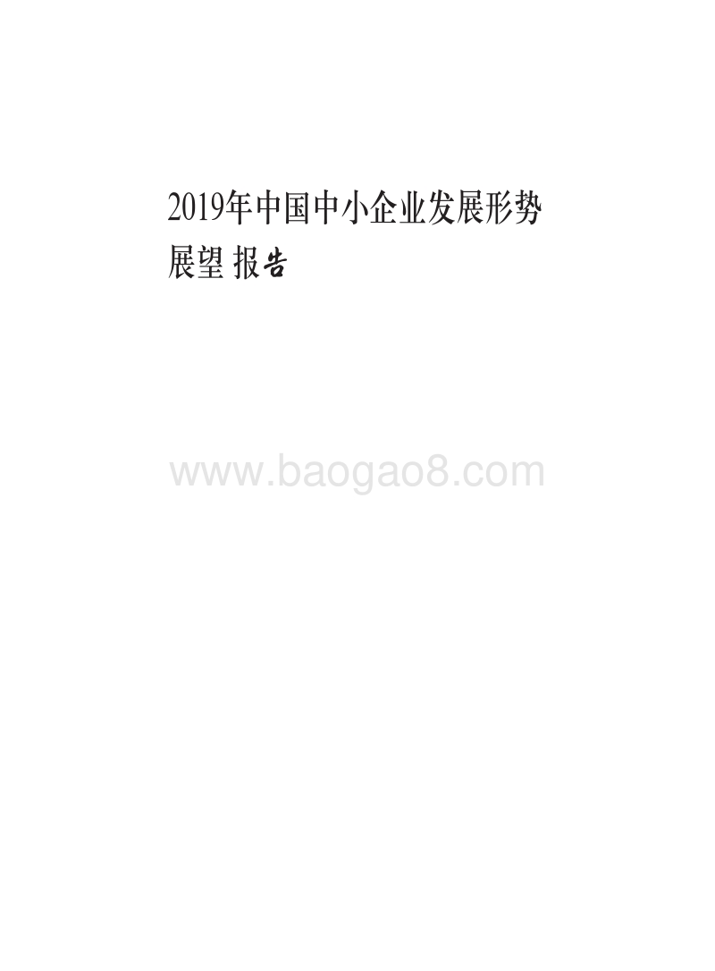 2019年中国中小企业发展形势展望报告.pdf_第1页