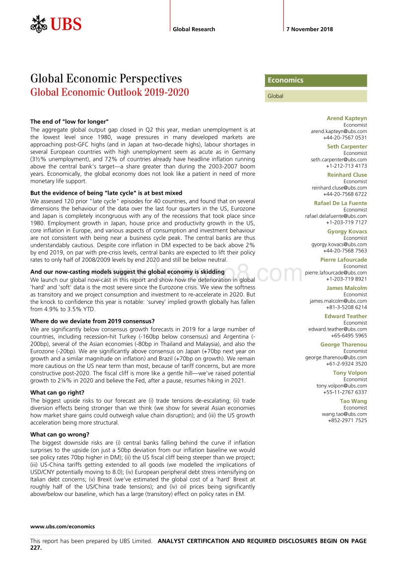 瑞银2019-2010全球经济展望.pdf_第1页