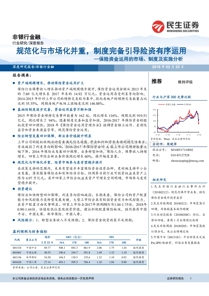 保险资金运用的市场、制度及实施分析：规范化与市场化并重，制度完备引导险资有序运用.pdf_第1页