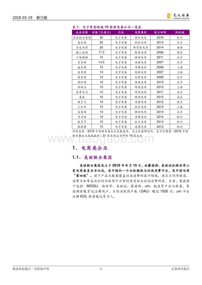 电商领域“独角兽”公司行业研究报告.pdf_第2页