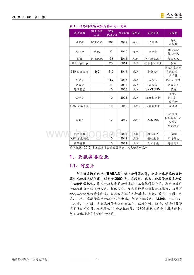 独角兽系列行业研究之信息科技篇（一）：信息科技领域“独角兽”公司到底有哪些.pdf_第2页