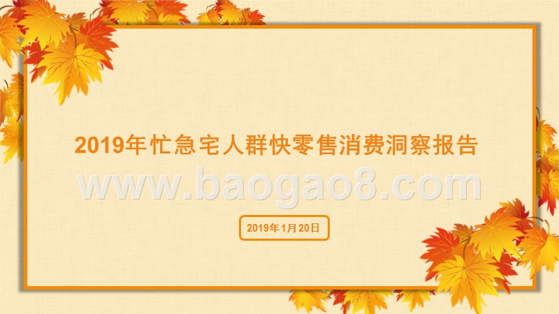2019年忙急宅人群快零售消费洞察报告.pptx_第1页