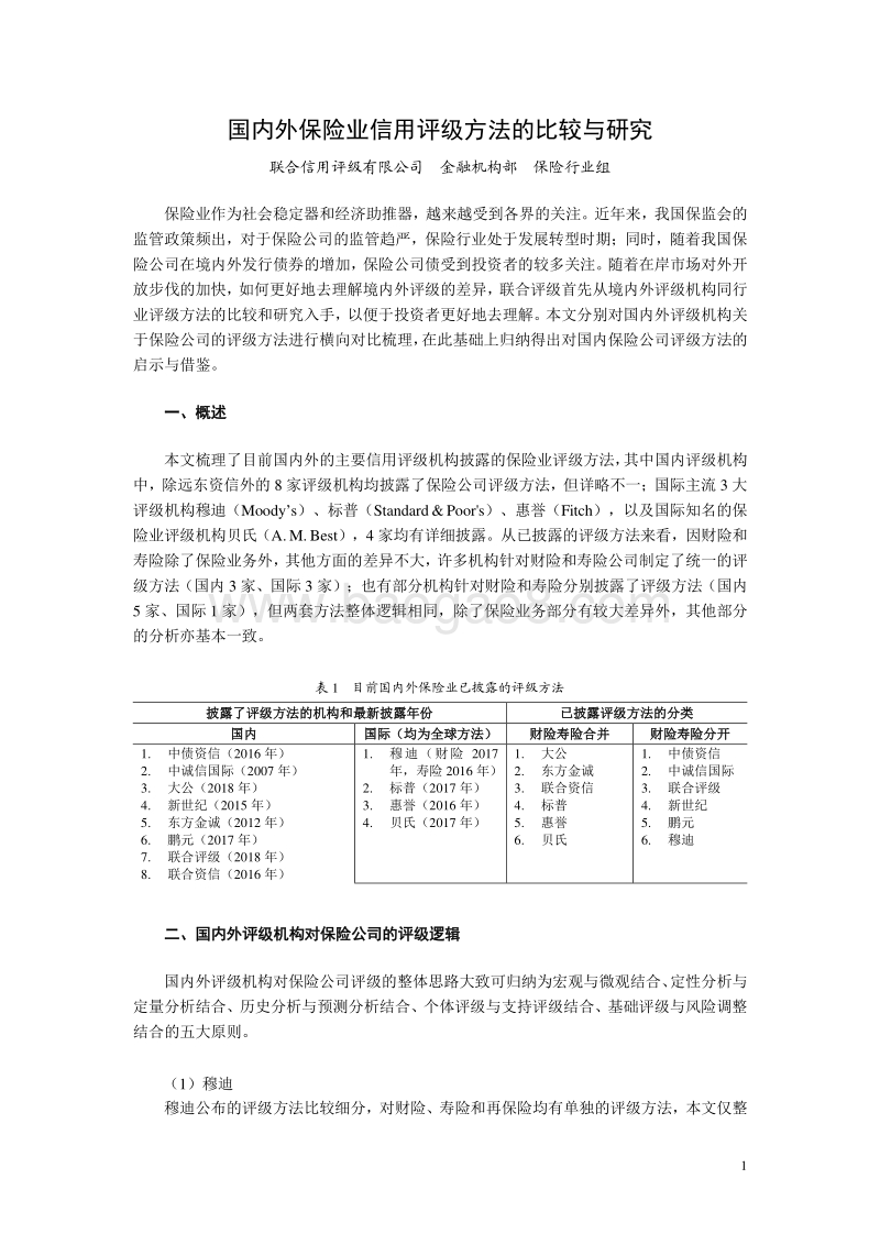 国内外保险业信用评级方法的比较与研究.pdf_第1页