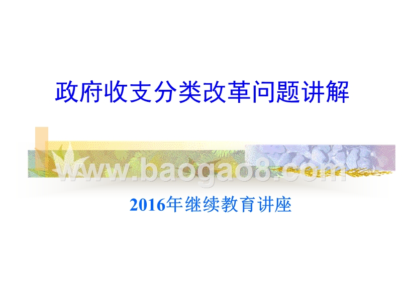 政府收支分类改革问题讲解.ppt_第1页