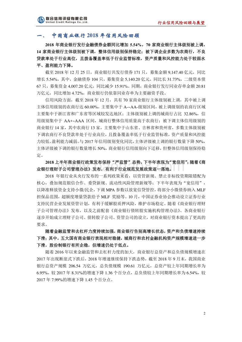 2019年中国商业银行信用风险展望.pdf_第2页