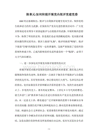 陈章元-如何积极开展党内批评党建党委.docx