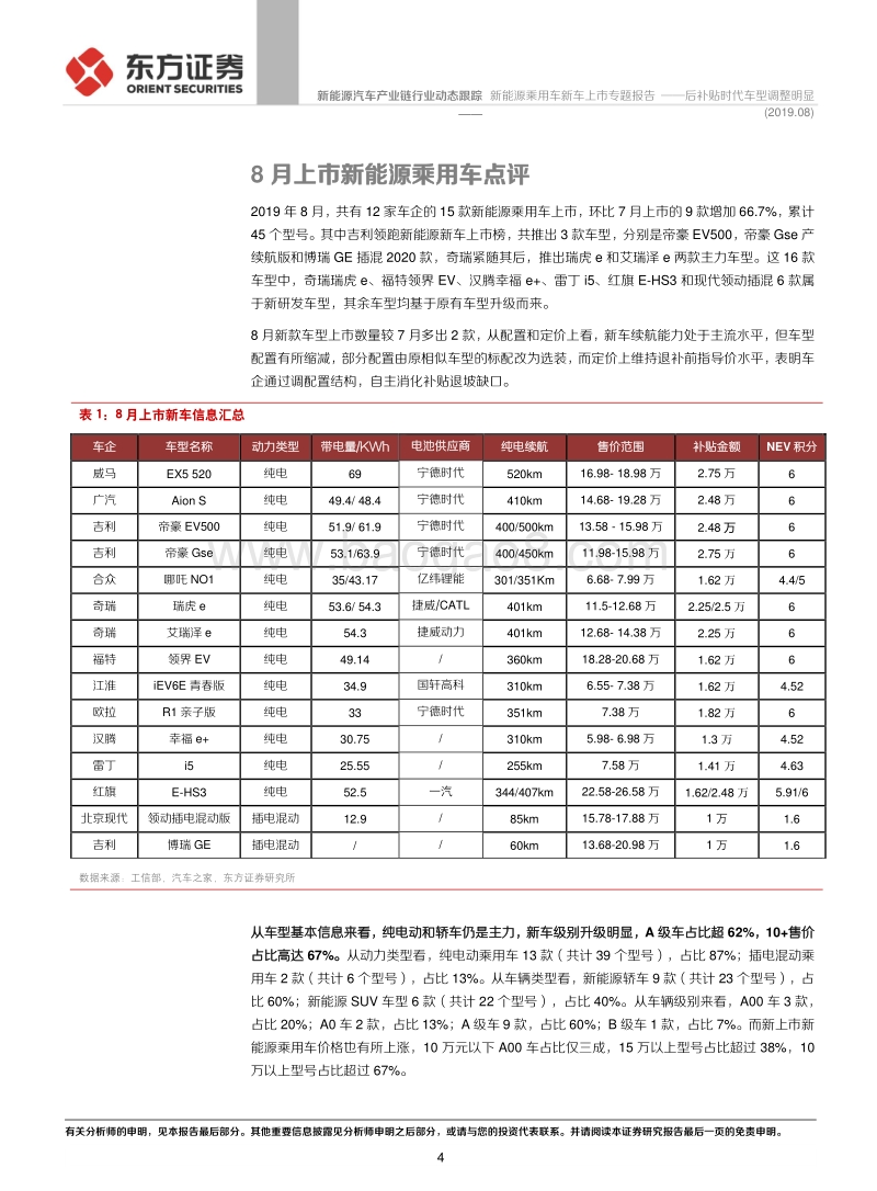 新能源乘用车新车上市专题报告：后补贴时代车型调整明显.pdf_第4页