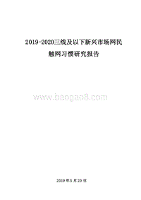 2019-2020三线及以下新兴市场网民触网习惯研究报告.docx